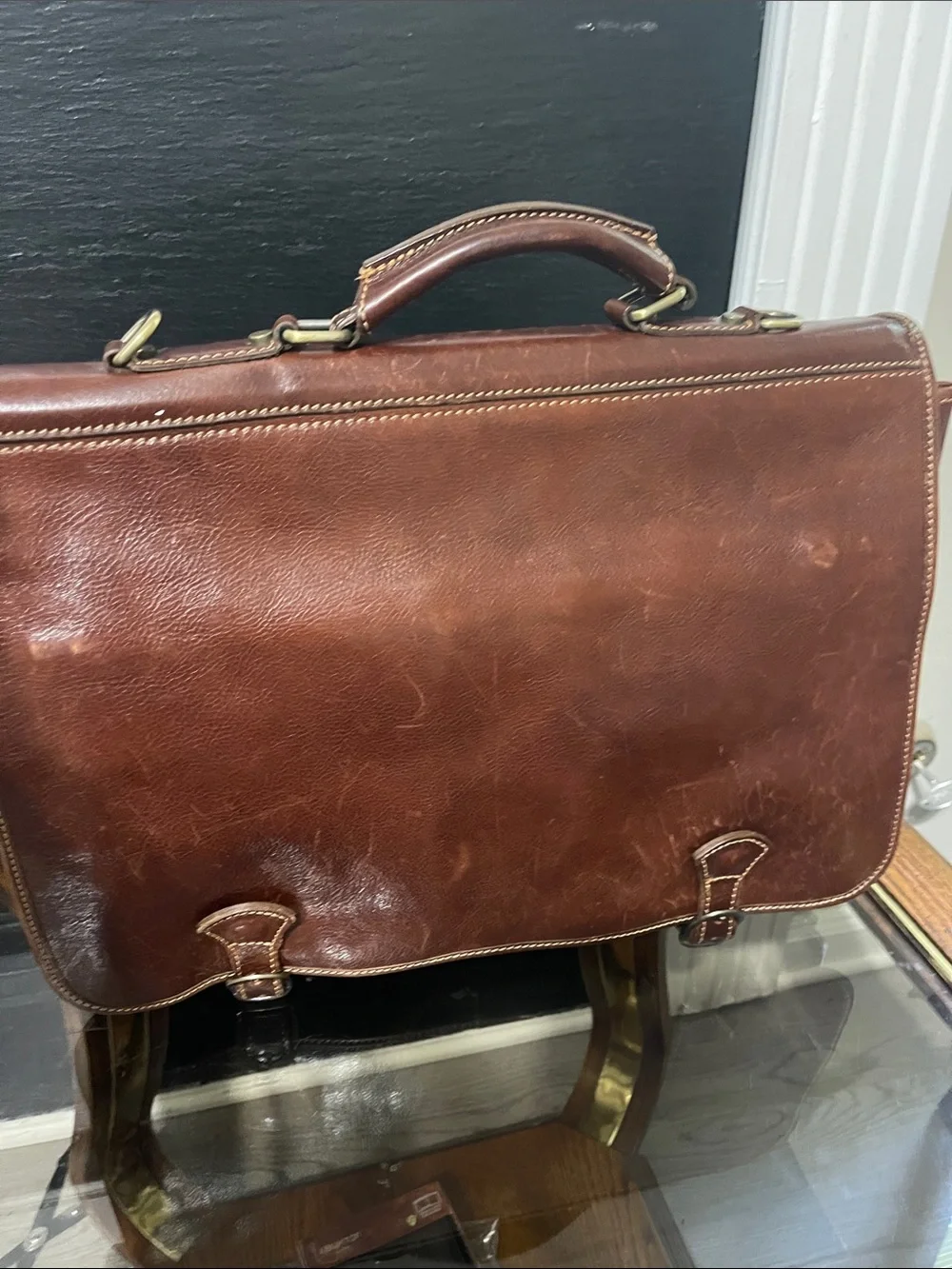 Men's Classic Brown Leather Briefcase - Professional Work Bag